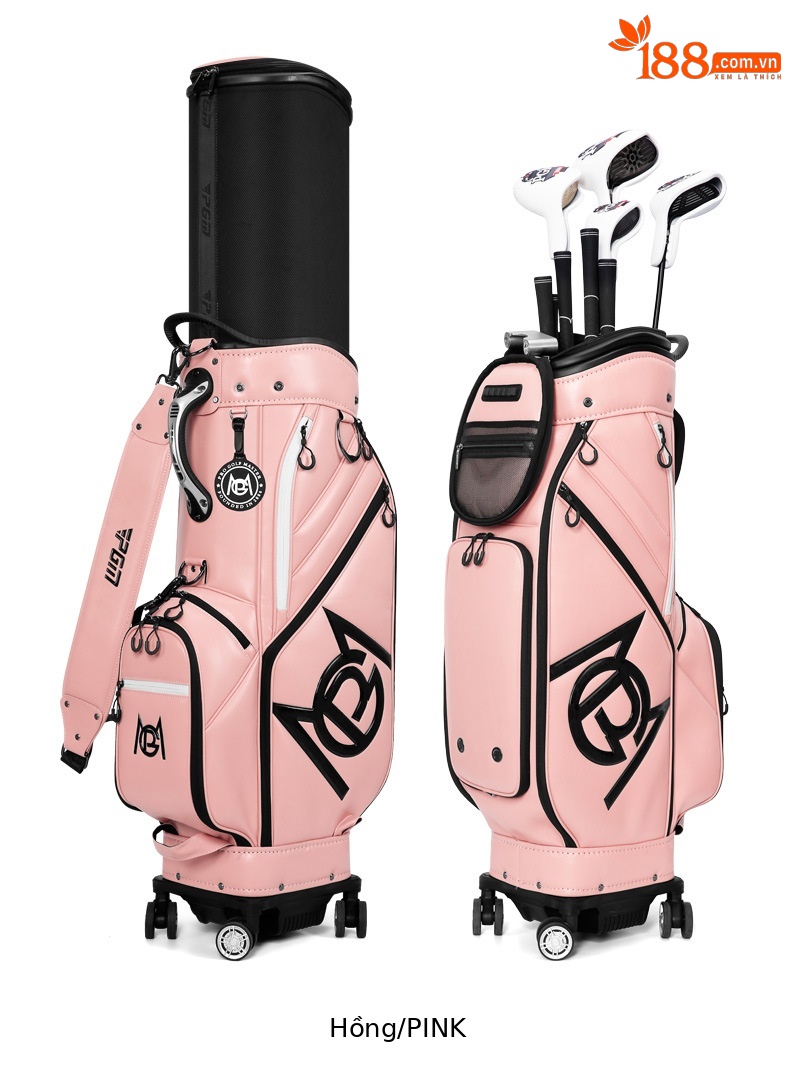 Túi golf PGM vỏ cứng bốn bánh đẩy phẳng, kích thước 127x25x38 cm, chất liệu da siêu mềm cao cấp — QB153-Màu đen, QB153-Màu be, QB153-Màu xanh lá cây, QB153-Màu hồng chi tiết 20