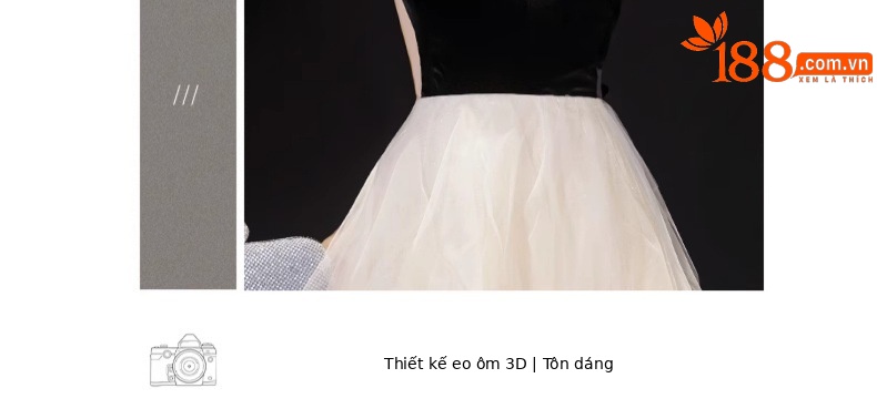 Váy dạ hội maxi thắt eo cổ chữ U không tay chất liệu nhung đen — Nhung đen chi tiết 4