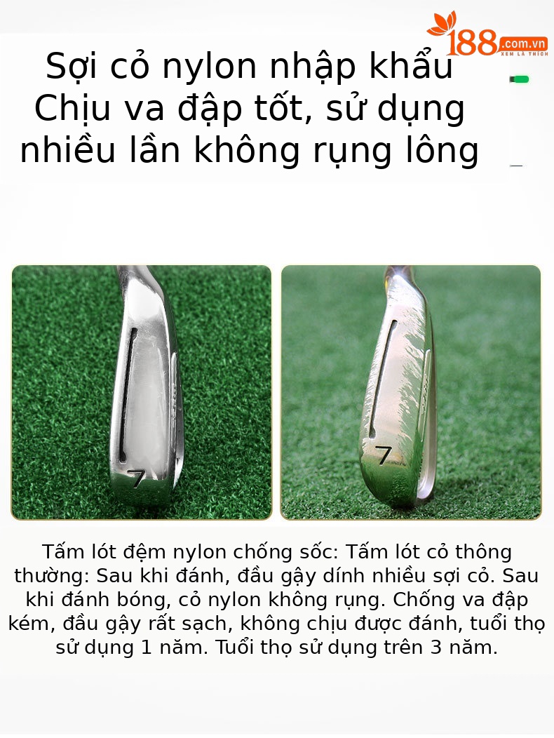 Đệm tập golf PGM 60x30cm mini 3 trong 1 chịu lực trong nhà — Đệm Ba cỏ DJD010 30*60cm, Đệm Ba cỏ DJD010 90*40cm chi tiết 5