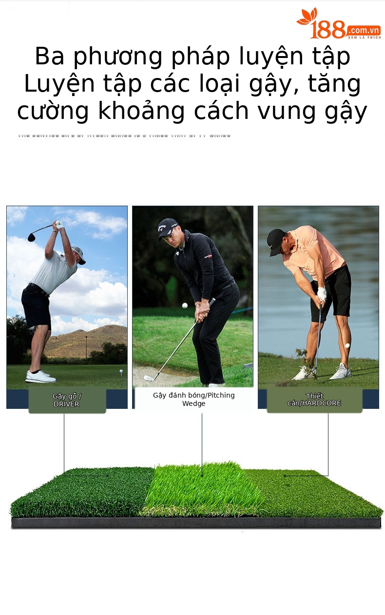 Đệm tập golf PGM 60x30cm mini 3 trong 1 chịu lực trong nhà — Đệm Ba cỏ DJD010 30*60cm, Đệm Ba cỏ DJD010 90*40cm chi tiết 4