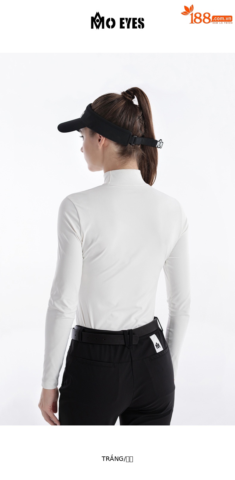 Áo thun dài tay nữ golf cổ tròn khóa kéo vô hình sau lưng — M23YF020-Áo màu trắng, M23YF022-Áo mặc trong màu đen, M23YF022-Áo mặc trong màu trắng, M23YF020-Áo màu đen chi tiết 20