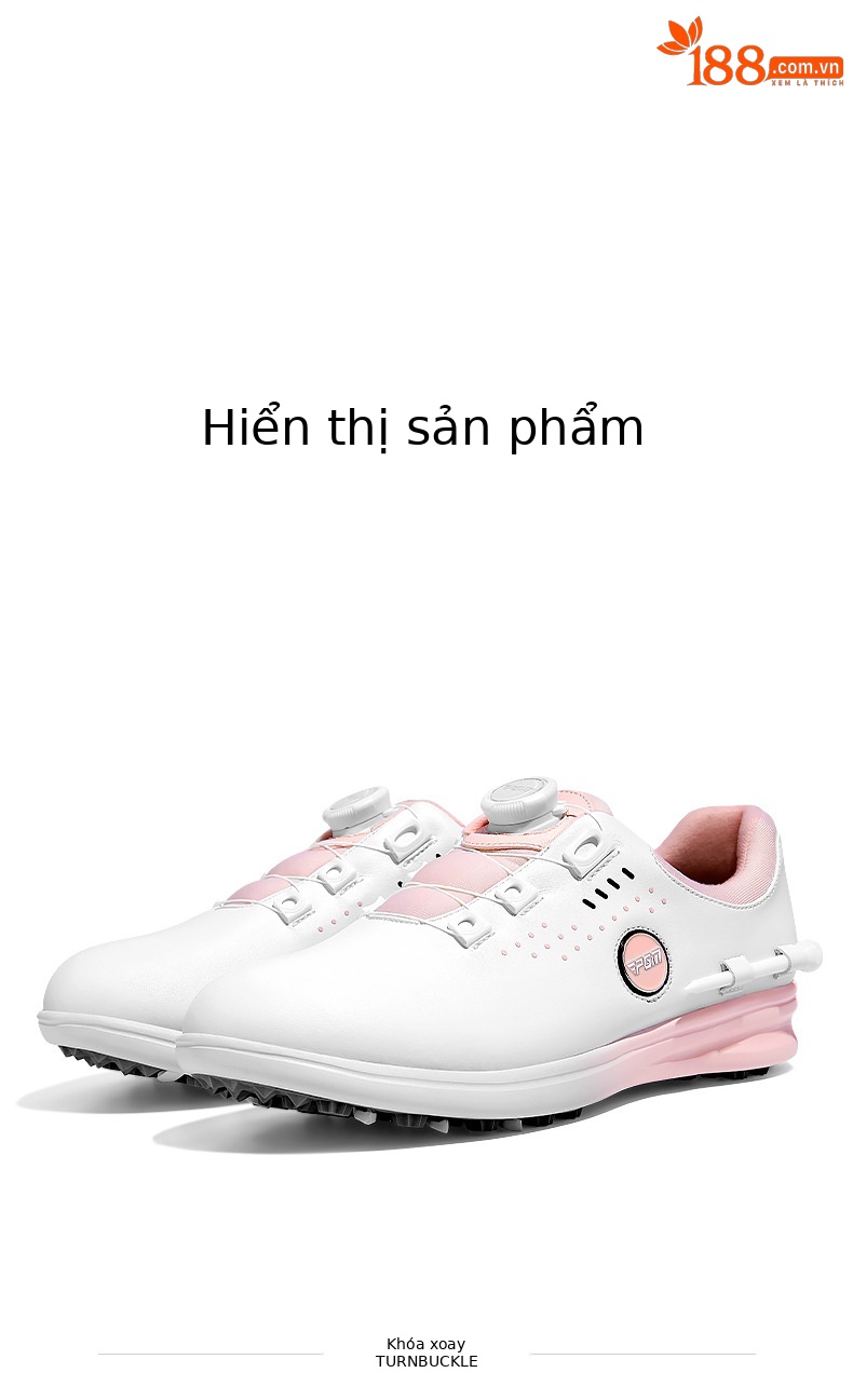 Giày golf nữ PGM chống thấm nước, đế foam giảm chấn, khóa xoay tiện lợi — XZ314-trắng hồng (dây giày khóa xoay), XZ314-trắng hồng (dây giày thường), XZ314 Sakura Pink [Chống thấm nước/Giảm chấn đàn hồi cao/Dây giày có khóa xoay] chi tiết 15