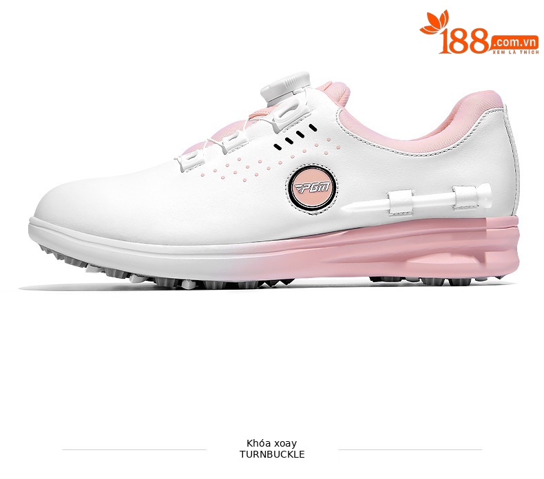 Giày golf nữ PGM chống thấm nước, đế foam giảm chấn, khóa xoay tiện lợi — XZ314-trắng hồng (dây giày khóa xoay), XZ314-trắng hồng (dây giày thường), XZ314 Sakura Pink [Chống thấm nước/Giảm chấn đàn hồi cao/Dây giày có khóa xoay] chi tiết 16