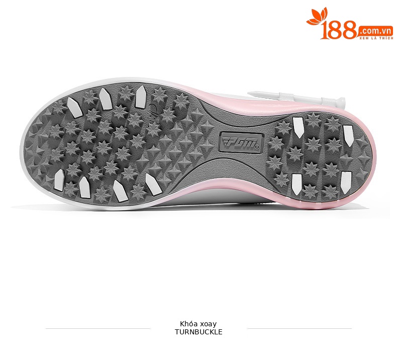 Giày golf nữ PGM chống thấm nước, đế foam giảm chấn, khóa xoay tiện lợi — XZ314-trắng hồng (dây giày khóa xoay), XZ314-trắng hồng (dây giày thường), XZ314 Sakura Pink [Chống thấm nước/Giảm chấn đàn hồi cao/Dây giày có khóa xoay] chi tiết 17