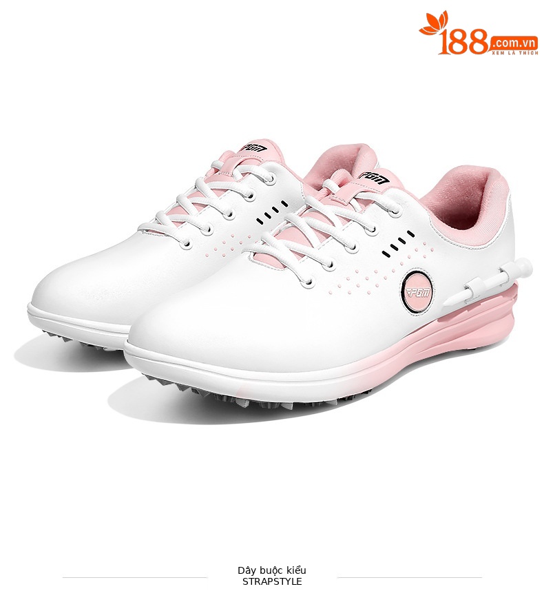 Giày golf nữ PGM chống thấm nước, đế foam giảm chấn, khóa xoay tiện lợi — XZ314-trắng hồng (dây giày khóa xoay), XZ314-trắng hồng (dây giày thường), XZ314 Sakura Pink [Chống thấm nước/Giảm chấn đàn hồi cao/Dây giày có khóa xoay] chi tiết 20