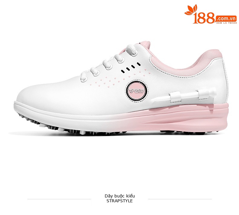Giày golf nữ PGM chống thấm nước, đế foam giảm chấn, khóa xoay tiện lợi — XZ314-trắng hồng (dây giày khóa xoay), XZ314-trắng hồng (dây giày thường), XZ314 Sakura Pink [Chống thấm nước/Giảm chấn đàn hồi cao/Dây giày có khóa xoay] chi tiết 21