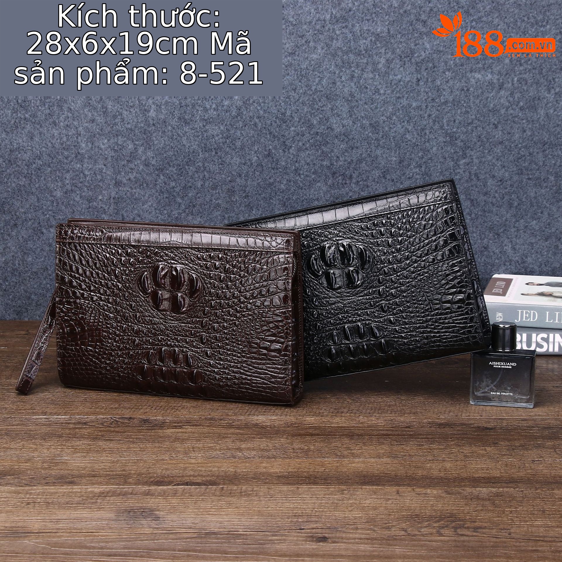 Túi clutch nam da PU vân cá sấu phong bì thời trang chi tiết 1