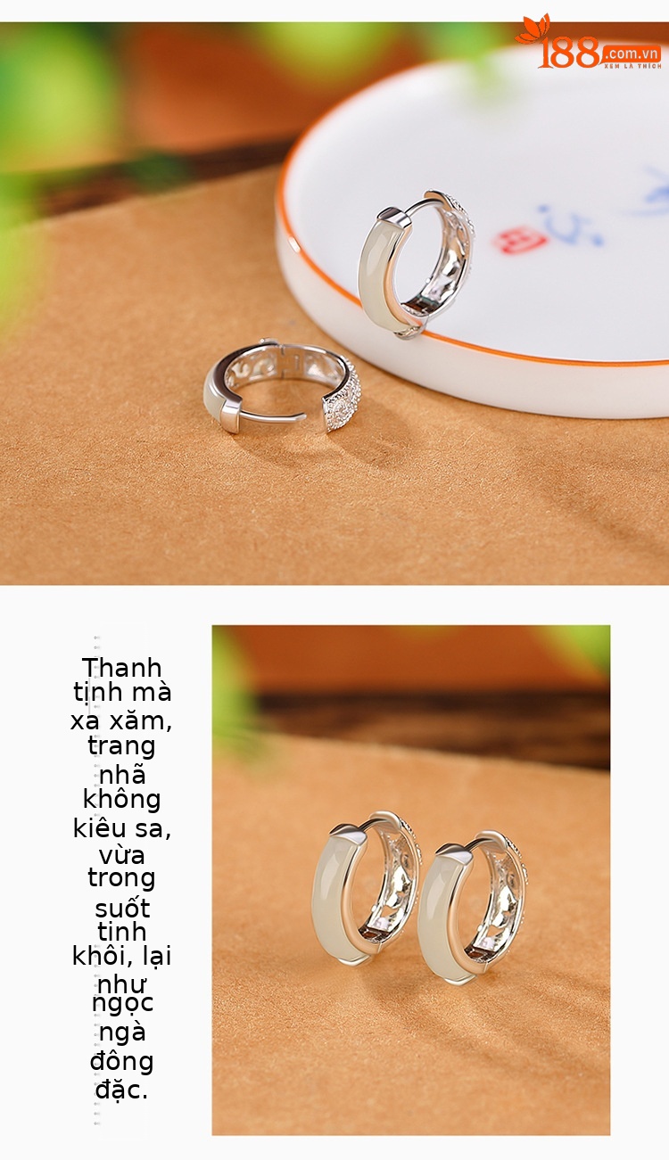 Bông tai kẹp tai retro bạc S925 đính ngọc bích sapphire hình hươu — Kiểu Sapphire chi tiết 3