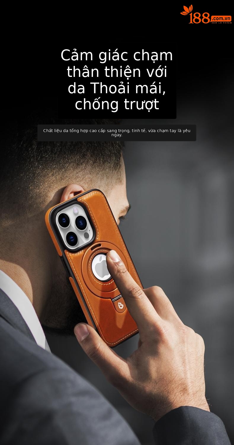Ốp lưng da cao cấp cho iPhone 15 Pro Max, 14, 13 – nam châm chống rơi, sang trọng — [Da đen] Giá đỡ từ tính tích hợp và thiết kế logo lộ, [Da đỏ] Giá đỡ từ tính tích hợp và thiết kế logo lộ, [Da nâu] Giá đỡ từ tính tích hợp và thiết kế logo lộ, [Blue-Leather] Giá đỡ từ tính tích hợp và thiết kế logo lộ chi tiết 10