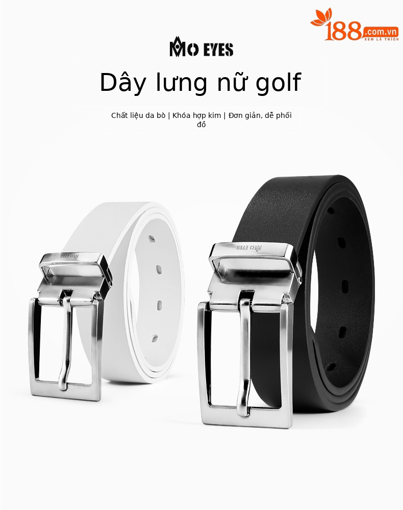 Thắt lưng golf MO EYES khóa kim hợp kim da bò lớp đầu tiên — Một size chi tiết 1