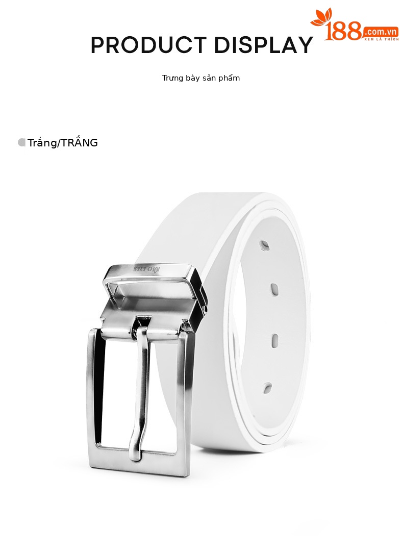 Thắt lưng golf MO EYES khóa kim hợp kim da bò lớp đầu tiên — Một size chi tiết 9