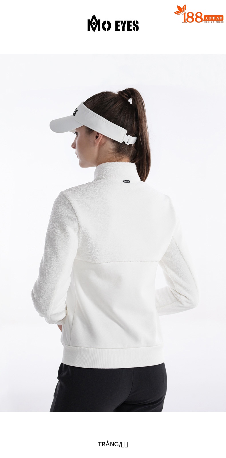 Áo khoác nữ vải nhung cực ấm phối màu thể thao golf mùa thu đông — M23KUZ014-Quần Trắng, M23YF024-Áo khoác trắng (Lông cừu cực), M23YF024-Áo khoác đen (Lông cừu cực), M23KUZ014-quần đen chi tiết 6