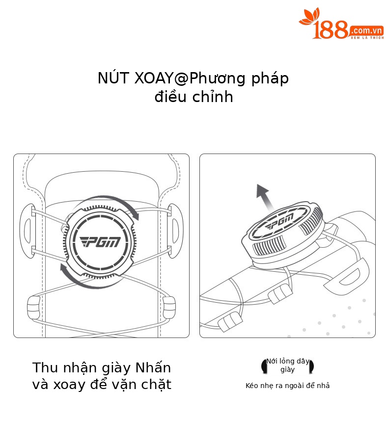 Giày golf nam PGM chống trượt, thấm nước, dây núm vặn tiện lợi — XZ319-màu xanh trắng chi tiết 6