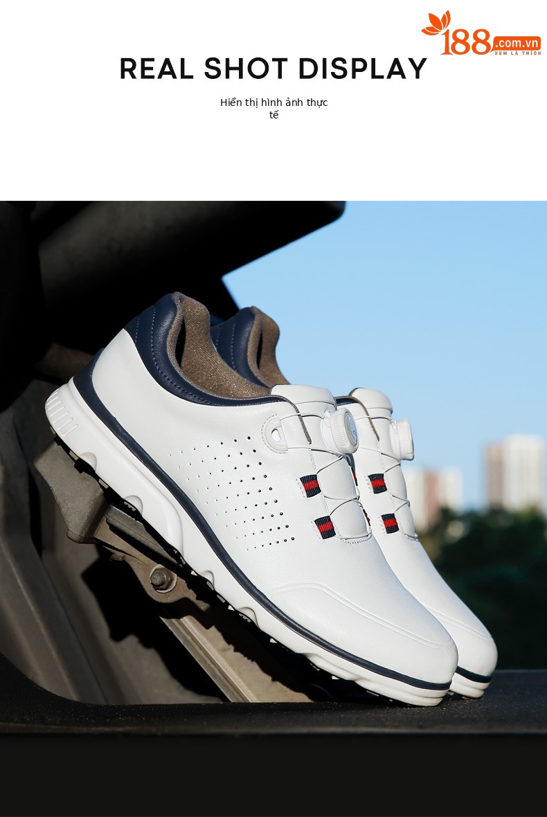 Giày golf nam PGM chống trượt, thấm nước, dây núm vặn tiện lợi — XZ319-màu xanh trắng chi tiết 8