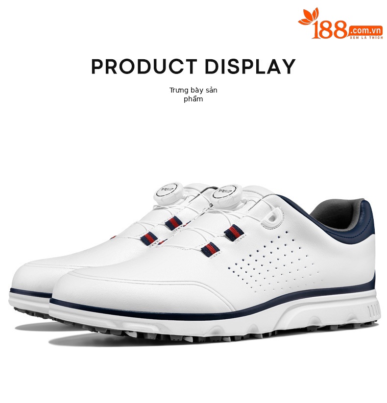 Giày golf nam PGM chống trượt, thấm nước, dây núm vặn tiện lợi — XZ319-màu xanh trắng chi tiết 13