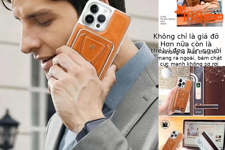 Ốp lưng da từ tính cao cấp cho iPhone 16 Pro Max, có khe đựng thẻ, chống sốc — Mẫu thẻ hút từ tính [màu nâu thanh lịch], Mẫu thẻ hút từ tính [Moka nâu], Mẫu thẻ hút từ tính [đen quý phái], Mẫu thẻ hút từ tính [màu tím đêm tối] chi tiết 2