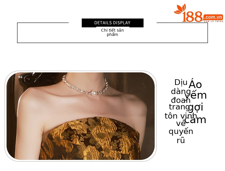 Đầm dạ hội nữ không dây phong cách Pháp, thiết kế ôm body đuôi cá, may đo cao cấp — Màu vàng chi tiết 17