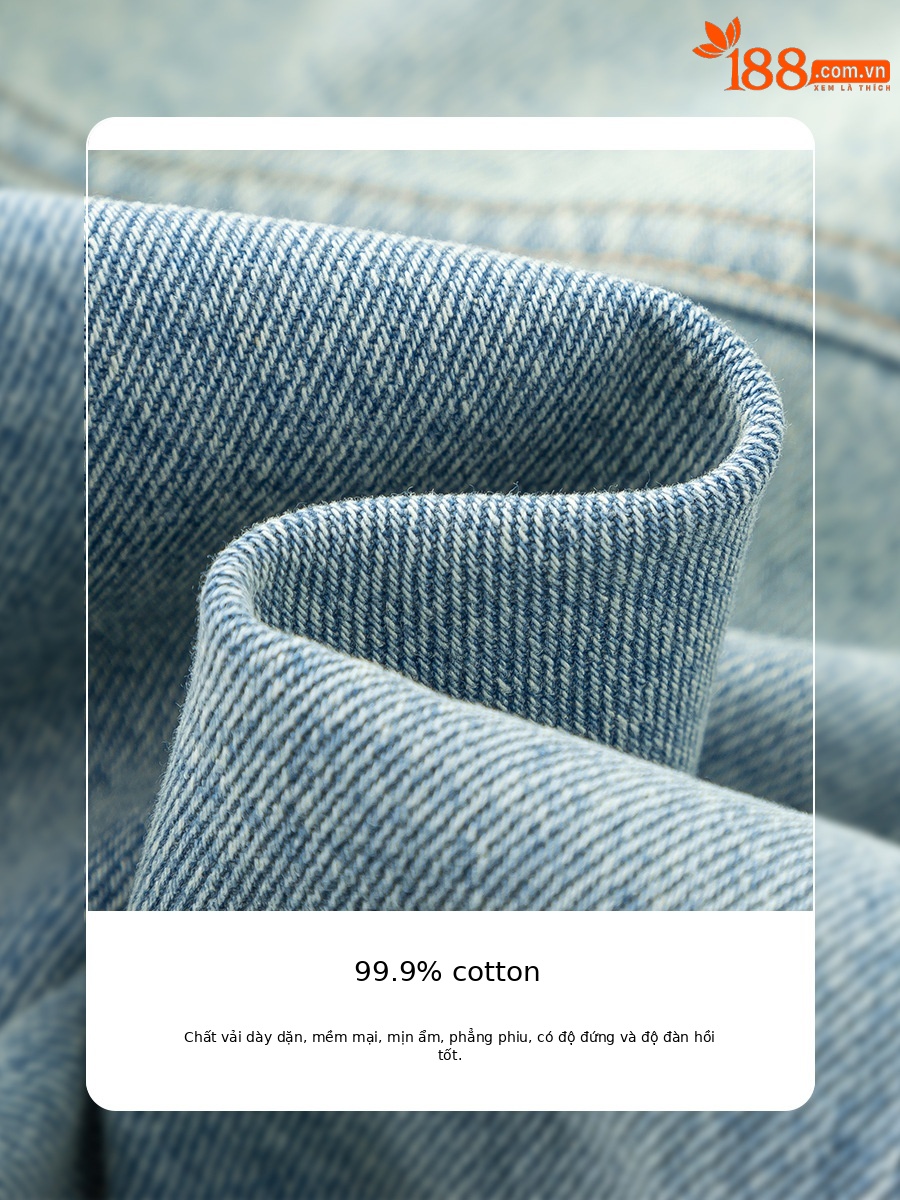 Áo khoác denim ngắn cổ đứng kiểu vintage nữ dáng rộng — Xanh lam hoài cổ