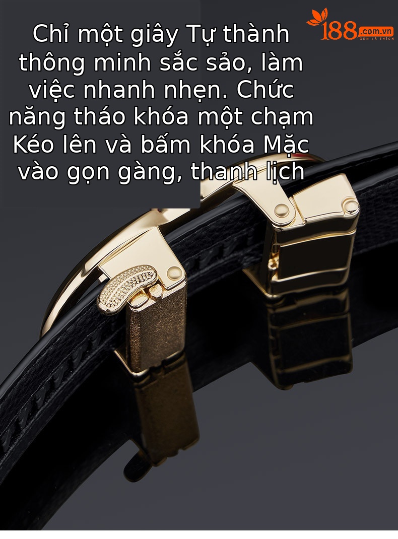 Thắt lưng da bò hai lớp nam Emperor Paul họa tiết vân da chịu mài mòn — 120cm, 130cm, 110cm, 125cm chi tiết 4