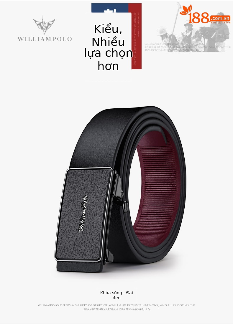 Thắt lưng nam da bò hai lớp khóa tự động Hoàng Đế Paul — 120cm, 130cm, 110cm, 125cm chi tiết 9
