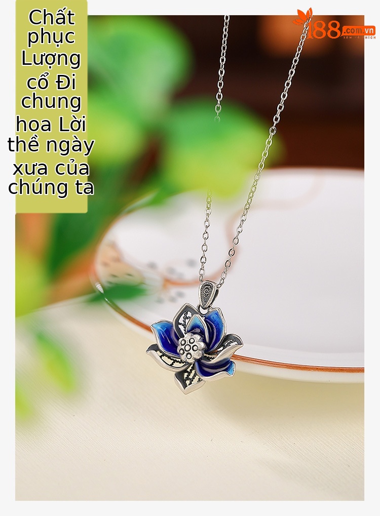 Mặt dây chuyền bạc S999 hình hoa sen rỗng, phong cách dân tộc cổ điển — Mặt Dây chuyền đơn (không có dây chuyền) chi tiết 1