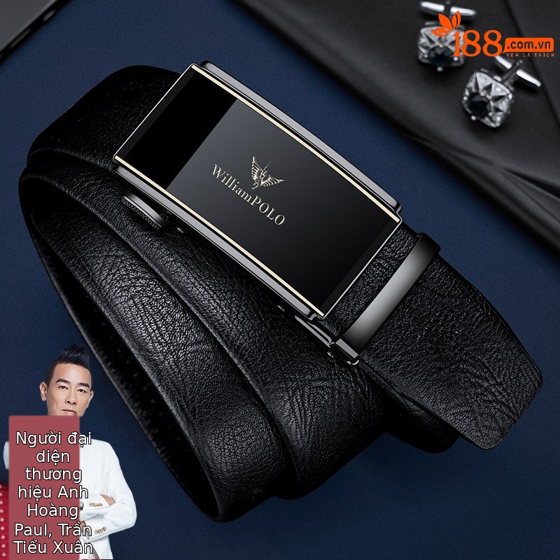 Thắt lưng nam da bò thật lớp trên cùng khóa tự động hợp kim phong cách công sở — 120cm, 130cm, 110cm, 125cm