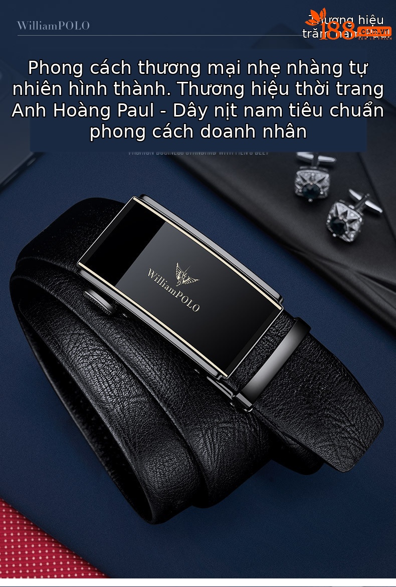 Thắt lưng nam da bò thật lớp trên cùng khóa tự động hợp kim phong cách công sở — 120cm, 130cm, 110cm, 125cm chi tiết 1