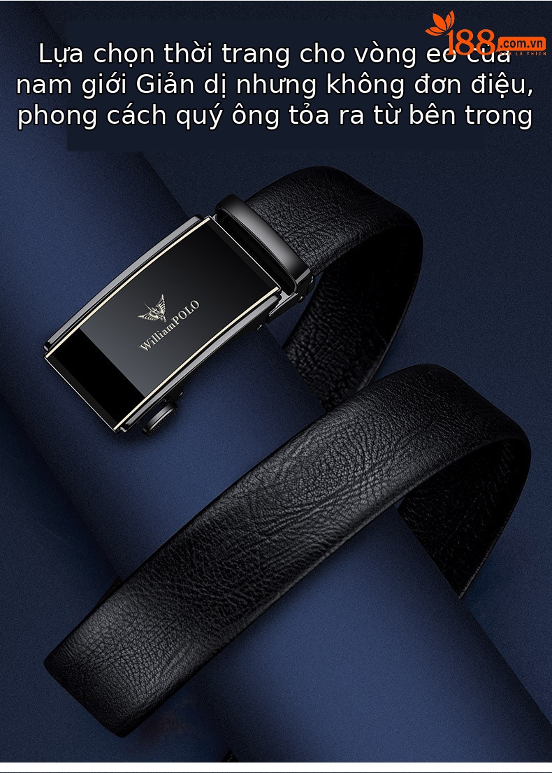 Thắt lưng nam da bò thật lớp trên cùng khóa tự động hợp kim phong cách công sở — 120cm, 130cm, 110cm, 125cm chi tiết 4