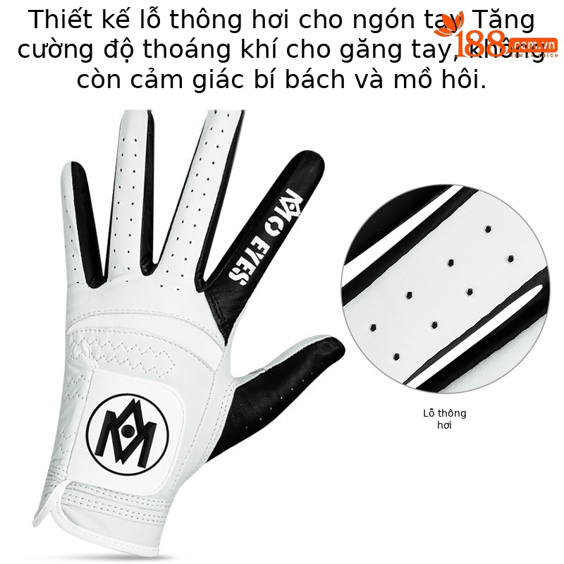 Găng tay golf da cừu thật MO EYES chống trượt Velcro thoáng khí — Cỡ 20