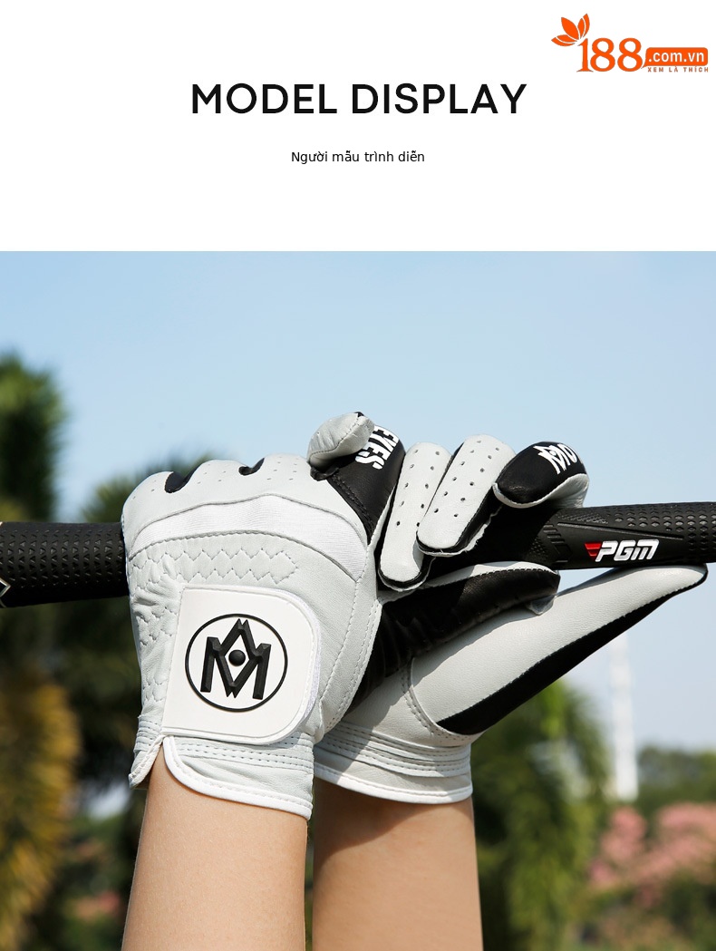 Găng tay golf da cừu thật MO EYES chống trượt Velcro thoáng khí — Cỡ 20 chi tiết 7