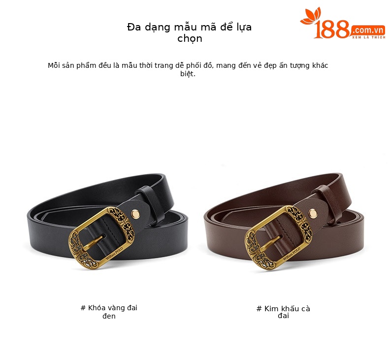 Thắt lưng da bò nữ khóa đồng cổ điển Emperor Paul — 100cm, 110cm, 115cm, 105cm chi tiết 10