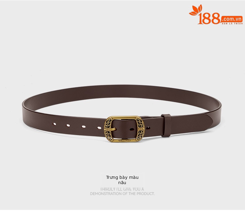 Thắt lưng da bò nữ khóa đồng cổ điển Emperor Paul — 100cm, 110cm, 115cm, 105cm chi tiết 14