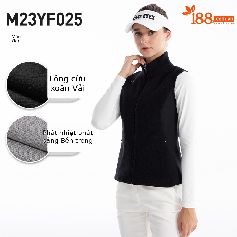 Áo ghi lê lông vũ nữ giữ ấm mùa thu đông – phong cách golf — M23YF025-Áo vest đen (lông cừu cực), M23YF025-Áo vest trắng (lông cừu cực)