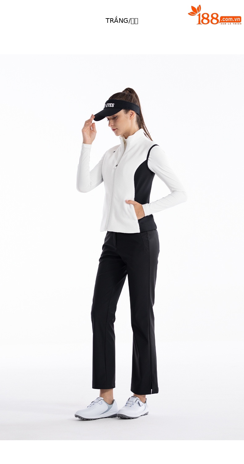Áo ghi lê lông vũ nữ giữ ấm mùa thu đông – phong cách golf — M23YF025-Áo vest đen (lông cừu cực), M23YF025-Áo vest trắng (lông cừu cực) chi tiết 8