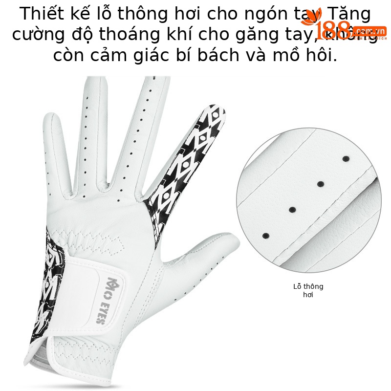 Găng tay golf nữ da cừu thật chống trượt thoáng khí Velcro — Cỡ 20