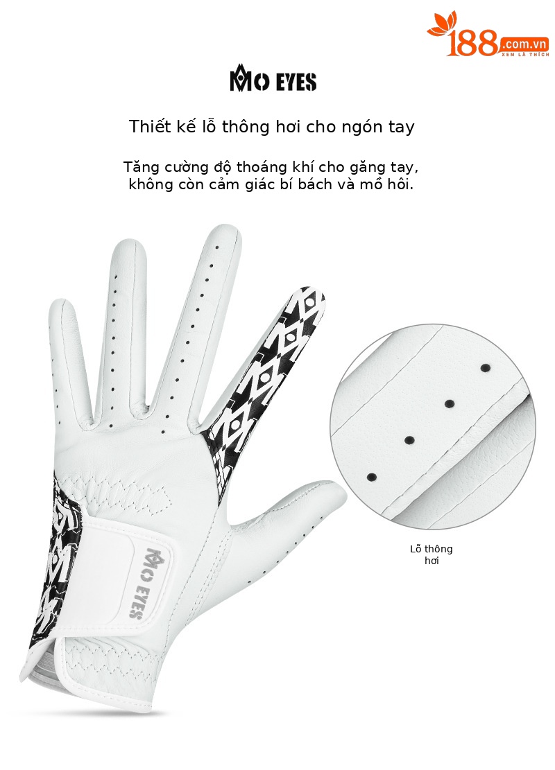 Găng tay golf nữ da cừu thật chống trượt thoáng khí Velcro — Cỡ 20 chi tiết 3
