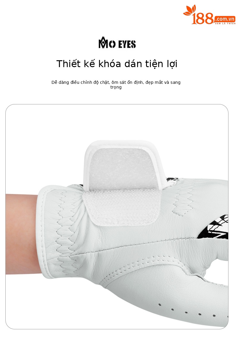 Găng tay golf nữ da cừu thật chống trượt thoáng khí Velcro — Cỡ 20 chi tiết 4