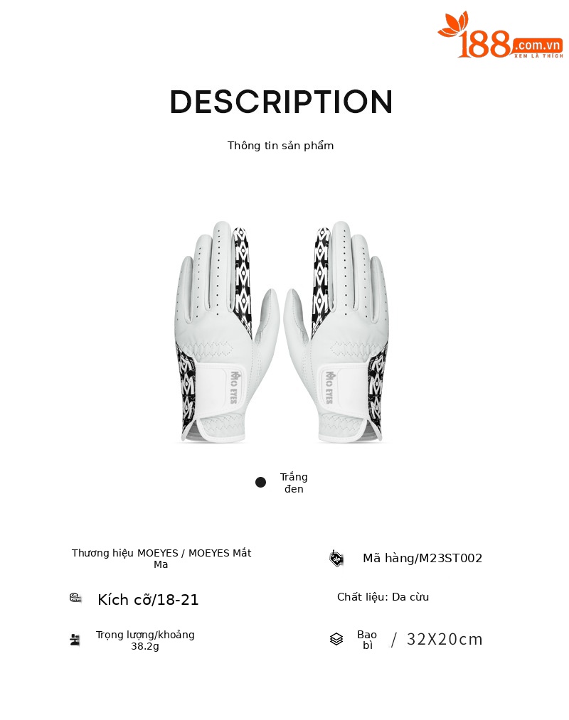 Găng tay golf nữ da cừu thật chống trượt thoáng khí Velcro — Cỡ 20 chi tiết 5