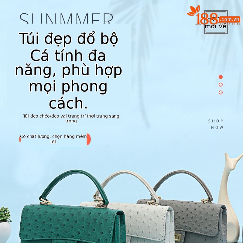 Túi xách tay nữ da đà điểu cao cấp thiết kế sang trọng phiên bản Tết 2026, kiểu dáng đeo vai thời trang mùa thu đông (20×6×12.5 cm) — Voi xám, Khuy vàng phấn hoa anh đào, Không có màu trong kho Liên hệ dịch vụ khách hàng để tùy chỉnh, Màu đen khuy vàng chi tiết 1