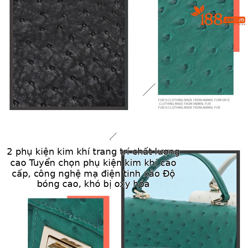 Túi xách tay nữ da đà điểu cao cấp thiết kế sang trọng phiên bản Tết 2026, kiểu dáng đeo vai thời trang mùa thu đông (20×6×12.5 cm) — Voi xám, Khuy vàng phấn hoa anh đào, Không có màu trong kho Liên hệ dịch vụ khách hàng để tùy chỉnh, Màu đen khuy vàng chi tiết 12