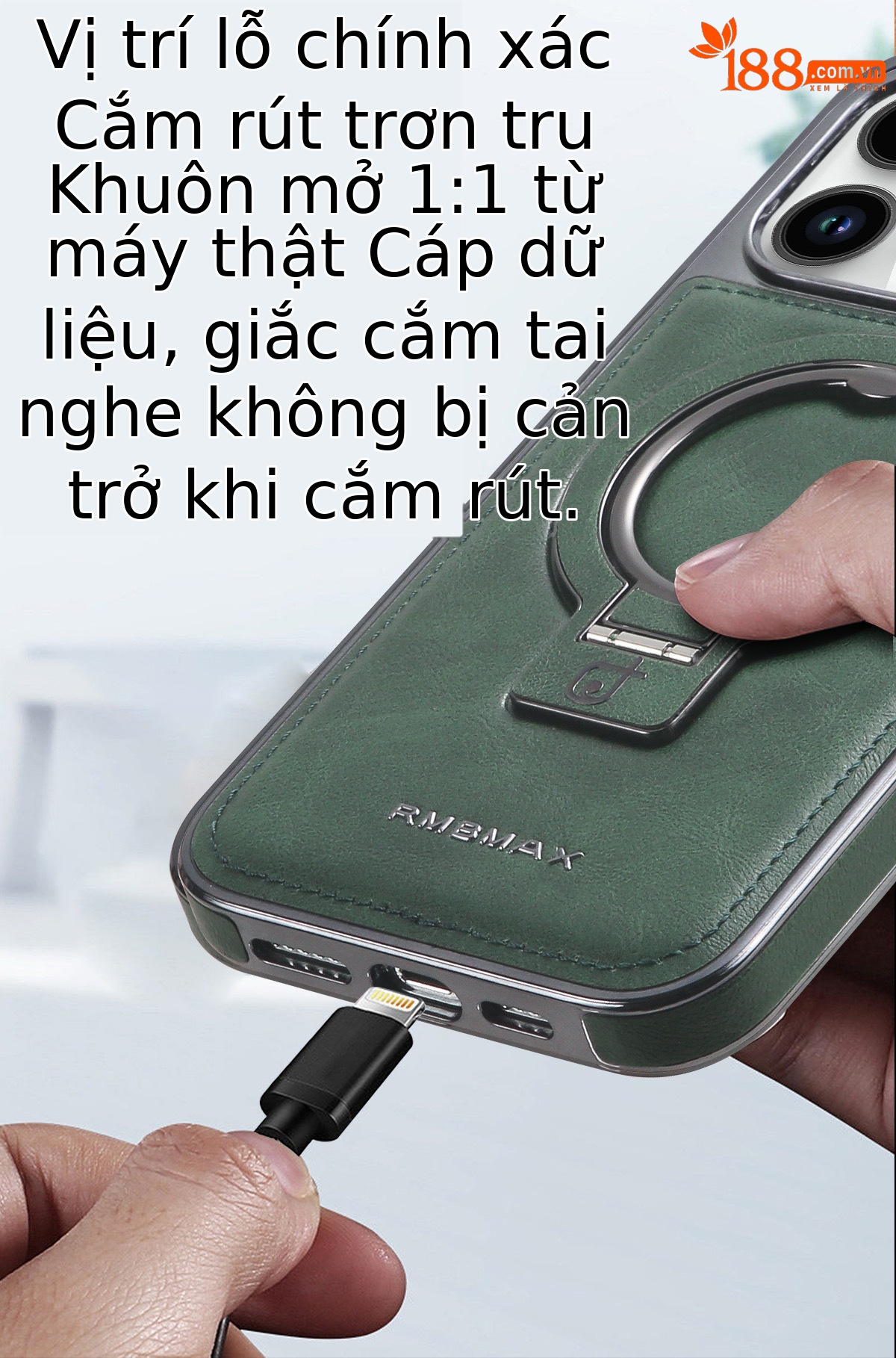 Ốp lưng iPhone chống rơi toàn diện, tích hợp giá đỡ nam châm da, kèm móc đeo tay — Màu đen, Xanh lam đậm, Màu nâu nhạt, Màu tím đậm chi tiết 9