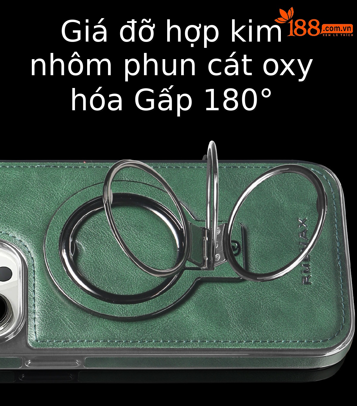 Ốp lưng iPhone chống rơi toàn diện, tích hợp giá đỡ nam châm da, kèm móc đeo tay — Màu đen, Xanh lam đậm, Màu nâu nhạt, Màu tím đậm chi tiết 11