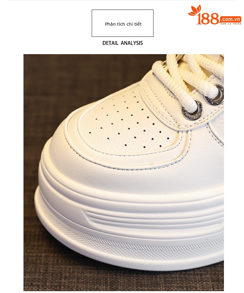 Giày sneaker nữ đế dày phối màu tăng chiều cao — Màu trắng be chi tiết 6