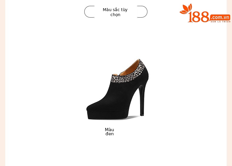 Giày cao gót nữ mũi nhọn gót siêu cao 12 cm, khóa kéo bên hông, da thật — Cừu đen lộn (12 cm) chi tiết 1
