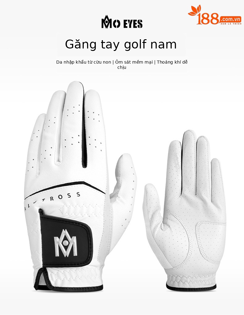 Găng tay golf nam da cừu nhập khẩu khâu đơn tay phải — 22 chi tiết 1