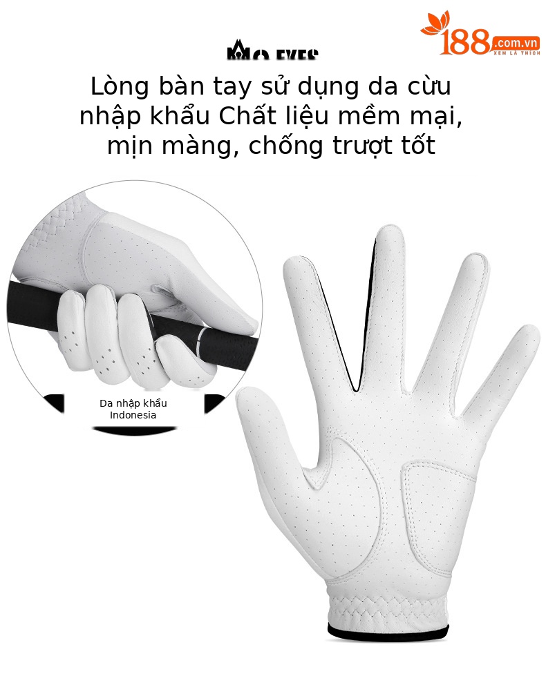 Găng tay golf nam da cừu nhập khẩu khâu đơn tay phải — 22 chi tiết 2
