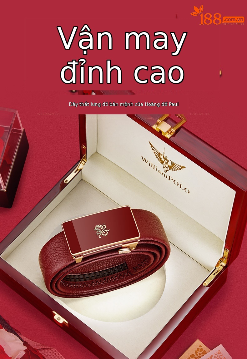 Thắt lưng da nam Emperor Paul khóa tự động màu đỏ — 120cm, 130cm, 110cm, 125cm chi tiết 1