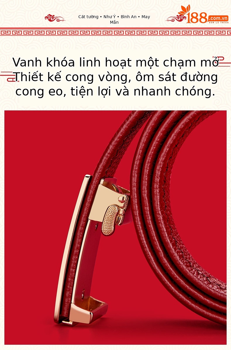 Thắt lưng da nam Emperor Paul khóa tự động màu đỏ — 120cm, 130cm, 110cm, 125cm chi tiết 4