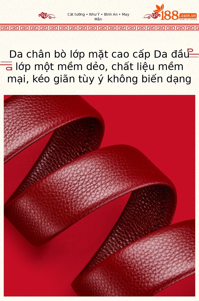 Thắt lưng da nam Emperor Paul khóa tự động màu đỏ — 120cm, 130cm, 110cm, 125cm chi tiết 6