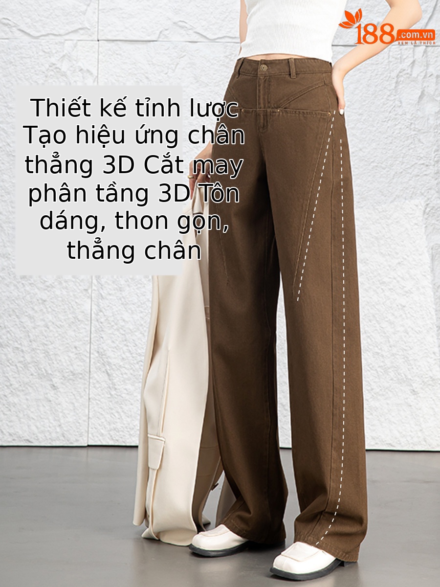 Quần jean nữ ống rộng cạp cao dáng suông chất cotton wash mềm — Màu xám lạnh
